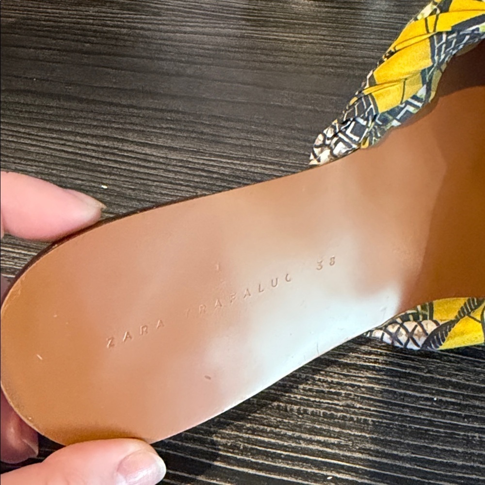 Zara Yellow and Black exotic print Women's Sandals - Picture 3 of 5